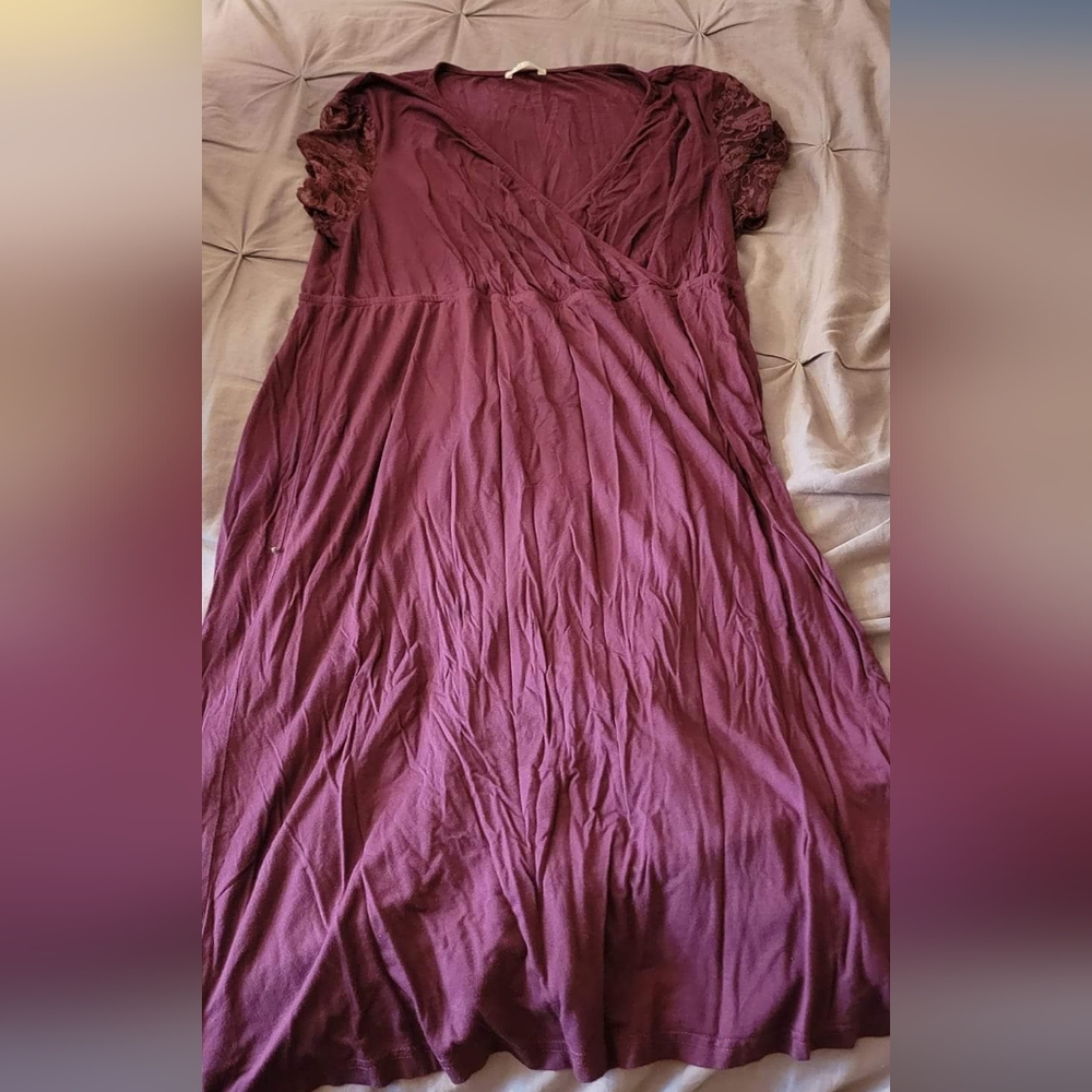 Ekouaer 3 in 1 Delivery/Labor/Nursing Nightgown - Purple, lace sleeve